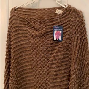 NWT Brown pull over knit shawl O/S